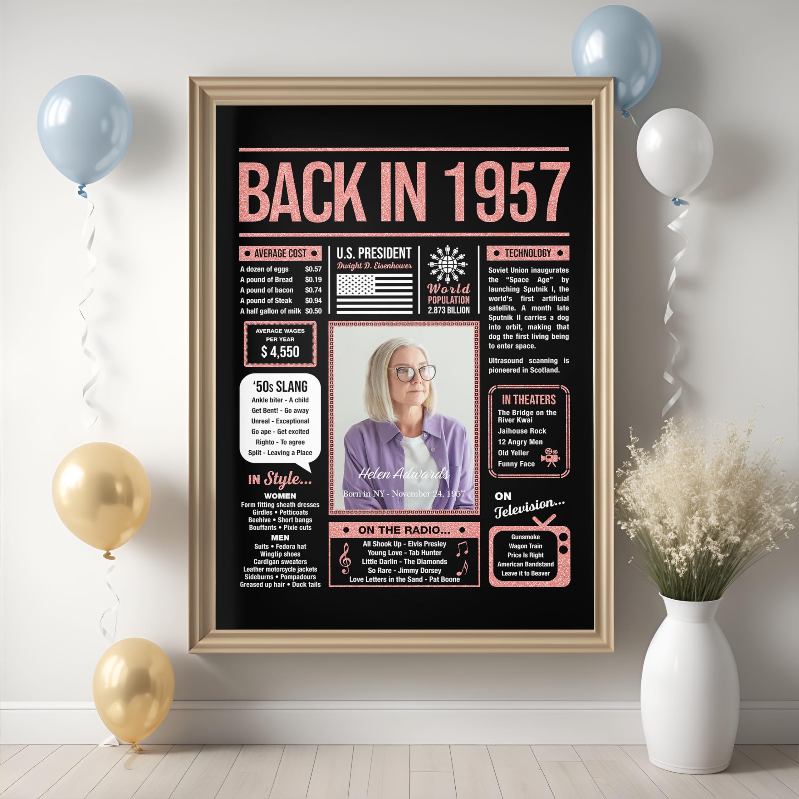Fort birthday event サイン入りポスター　fortpeat Amazon.com: Back in 1957 Birthday Decorations Poster Sign, Born in